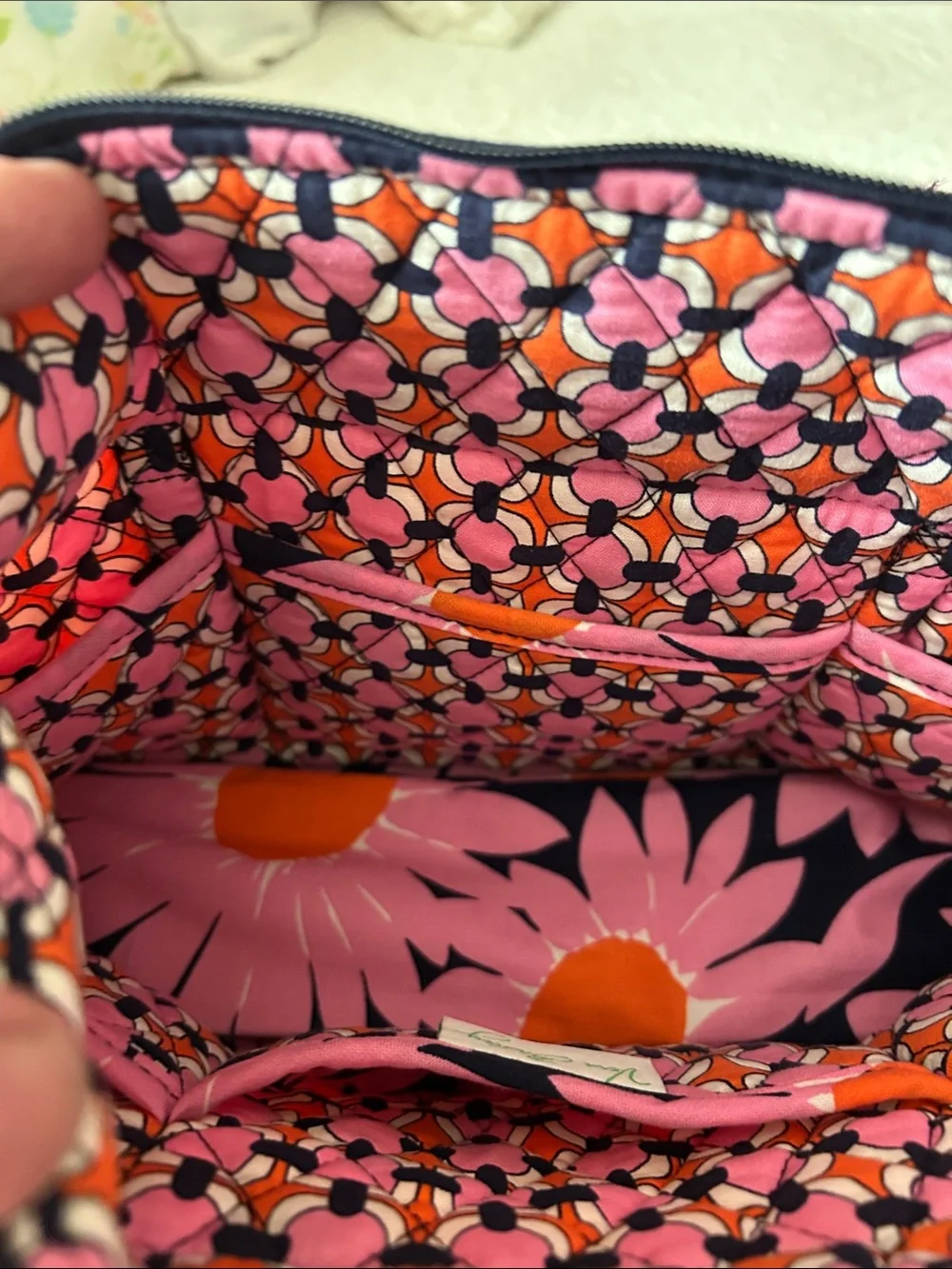 Vera Bradley Quilted Floral Pink and Navy Tote Bag